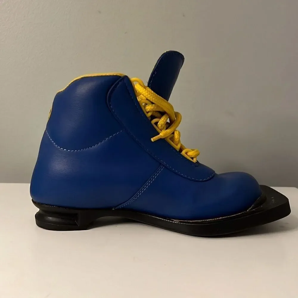 Rossignol Kids' Blue Yellow LTS JR Nordic 75mm Cross Country Ski Boots Size 8.5